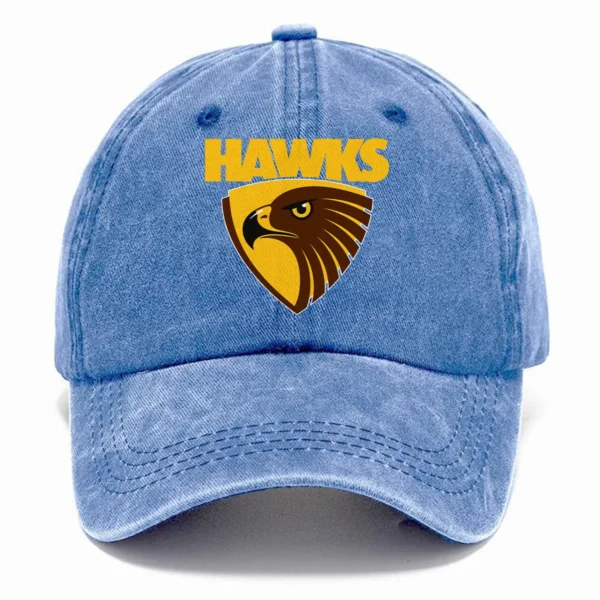 Hawthorn Hawks AFL Exclusive Logo Washed Cotton Baseball Cap - Printed With Box HOAFL100525BC01HAW - Blue