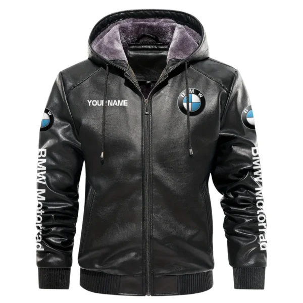 BMW Motorrad Exclusive Logo Hooded Leather Jacket QTMO230625A2BMW - Black - Image 2