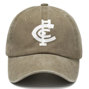 Carlton Blues AFL Exclusive Logo Washed Cotton Baseball Cap - Printed With Box HOAFL100525BC01CARL - Khaki