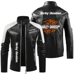 Harley-Davidson Exclusive Logo Leather Jacket QTMO230625A1HD - Black