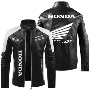 Honda Exclusive Logo Leather Jacket QTMO230625A1HON - Black