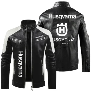Husqvarna Exclusive Logo Leather Jacket QTMO230625A1HUS - Black