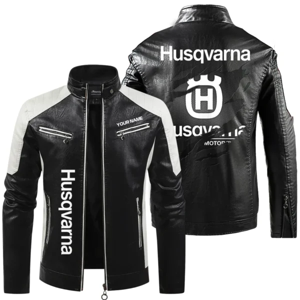 Husqvarna Exclusive Logo Leather Jacket QTMO230625A1HUS - Black