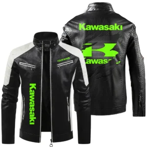 Kawasaki Exclusive Logo Leather Jacket QTMO230625A1KAW - Black