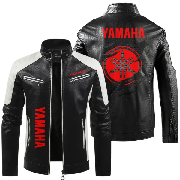 Yamaha Exclusive Logo Leather Jacket QTMO230625A1YAM - Black