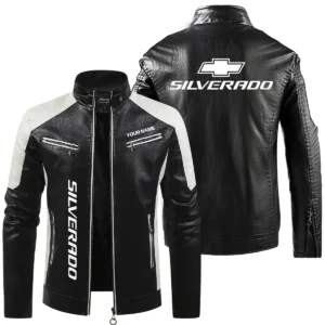 Chevrolet Silverado Exclusive Logo Leather Jacket QTUT230625A1CS - Black