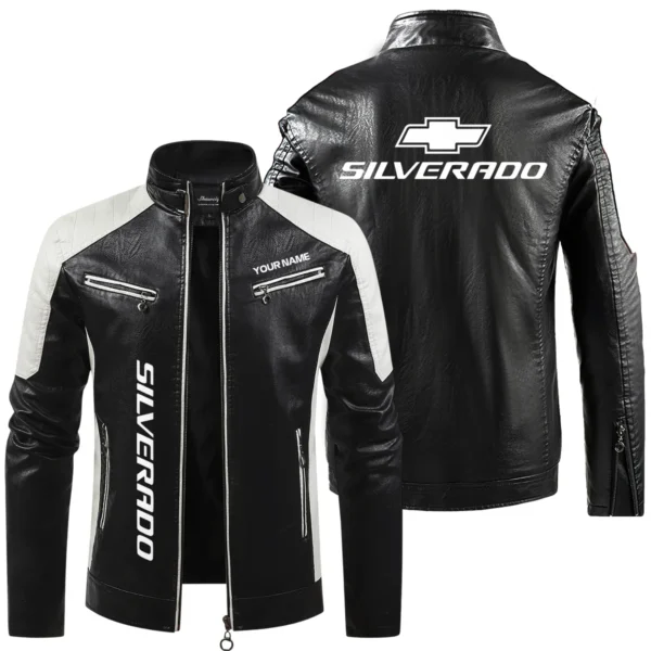 Chevrolet Silverado Exclusive Logo Leather Jacket QTUT230625A1CS - Black