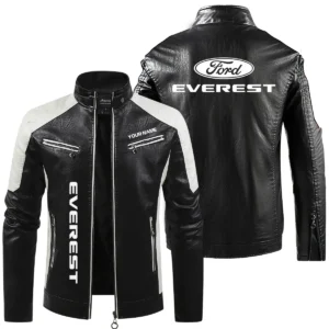 Ford Everest Exclusive Logo Leather Jacket QTUT230625A1FE - Black