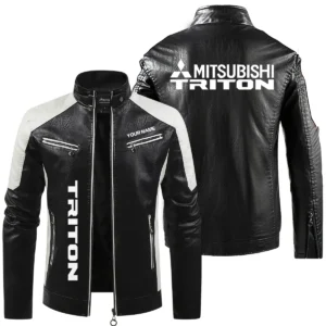 Mitsubishi Triton Exclusive Logo Leather Jacket QTUT230625A1MT - Black