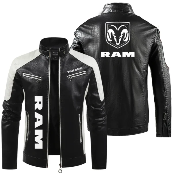 RAM Trucks Exclusive Logo Leather Jacket QTUT230625A1RAM - Black