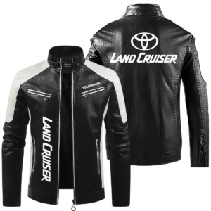 Toyota Land Cruiser Exclusive Logo Leather Jacket QTUT230625A1TLC - Black