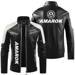 Volkswagen Amarok Exclusive Logo Leather Jacket QTUT230625A1VA - Black