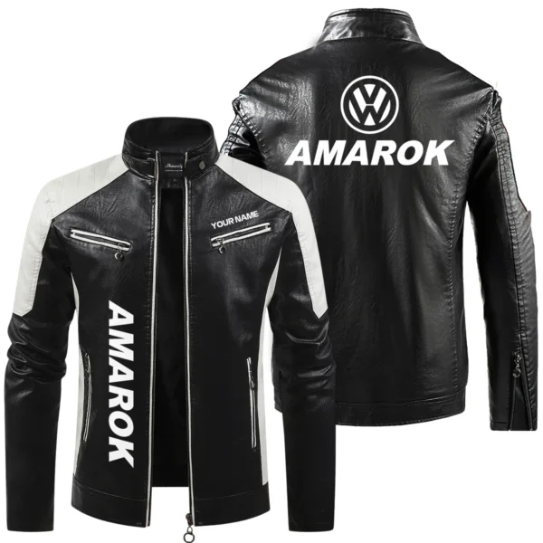 Volkswagen Amarok Exclusive Logo Leather Jacket QTUT230625A1VA - Black