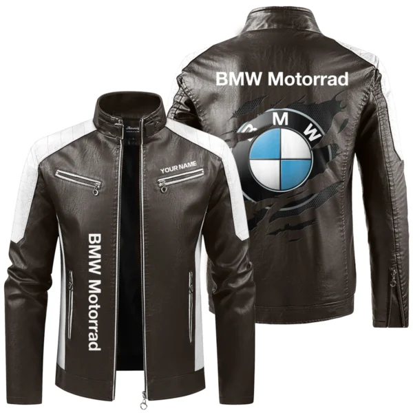 BMW Motorrad Exclusive Logo Leather Jacket QTMO230625A1BMW - Brown