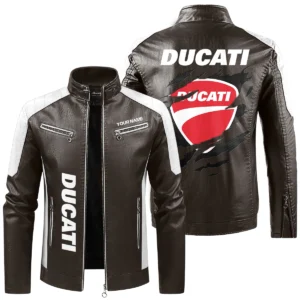 Ducati Exclusive Logo Leather Jacket QTMO230625A1DUC - Brown