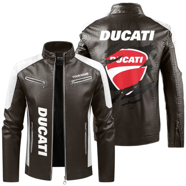 Ducati Exclusive Logo Leather Jacket QTMO230625A1DUC - Brown