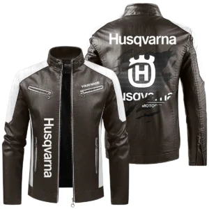 Husqvarna Exclusive Logo Leather Jacket QTMO230625A1HUS - Brown