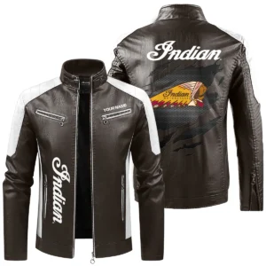 Indian Motorcycle Exclusive Logo Leather Jacket QTMO230625A1IND - Brown