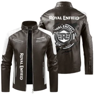 Royal Enfield Exclusive Logo Leather Jacket QTMO230625A1ROY - Brown