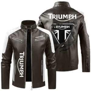 Triumph Exclusive Logo Leather Jacket QTMO230625A1TRI - Brown