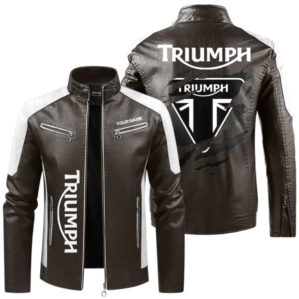 Triumph Exclusive Logo Leather Jacket QTMO230625A1TRI - Brown