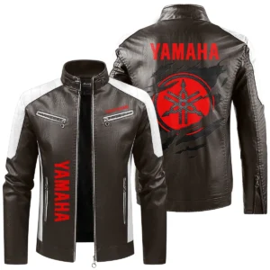 Yamaha Exclusive Logo Leather Jacket QTMO230625A1YAM - Brown