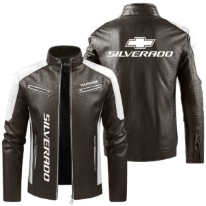 Chevrolet Silverado Exclusive Logo Leather Jacket QTUT230625A1CS - Brown