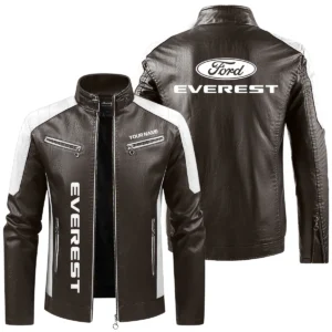 Ford Everest Exclusive Logo Leather Jacket QTUT230625A1FE - Brown