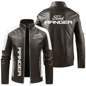 Ford Ranger Exclusive Logo Leather Jacket QTUT230625A1FR - Brown
