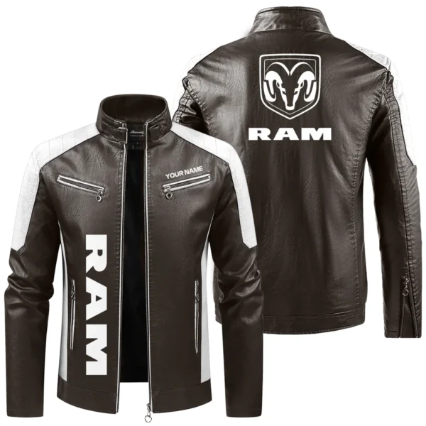 RAM Trucks Exclusive Logo Leather Jacket QTUT230625A1RAM - Brown