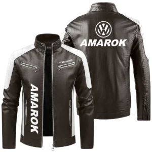 Volkswagen Amarok Exclusive Logo Leather Jacket QTUT230625A1VA - Brown