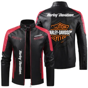 Harley-Davidson Exclusive Logo Leather Jacket QTMO230625A1HD - Red