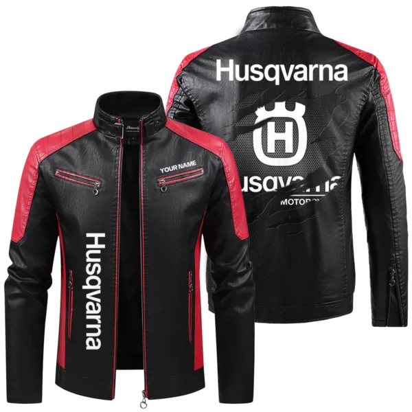 Husqvarna Exclusive Logo Leather Jacket QTMO230625A1HUS - Red