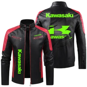 Kawasaki Exclusive Logo Leather Jacket QTMO230625A1KAW - Red