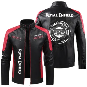 Royal Enfield Exclusive Logo Leather Jacket QTMO230625A1ROY - Red