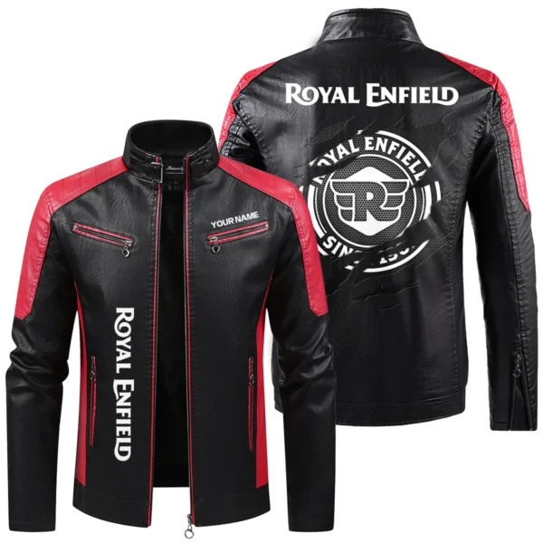 Royal Enfield Exclusive Logo Leather Jacket QTMO230625A1ROY - Red
