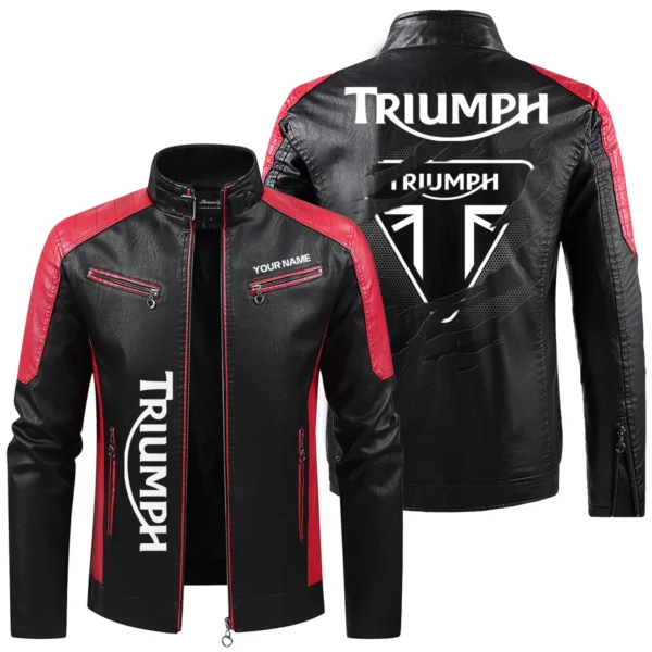 Triumph Exclusive Logo Leather Jacket QTMO230625A1TRI - Red