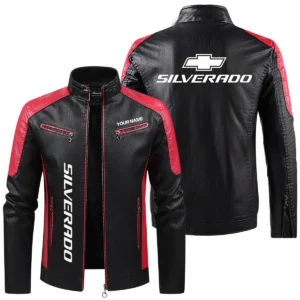 Chevrolet Silverado Exclusive Logo Leather Jacket QTUT230625A1CS - Red