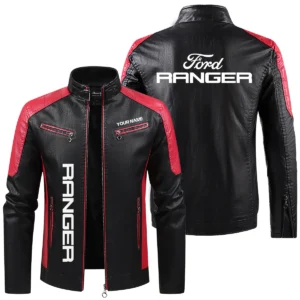 Ford Ranger Exclusive Logo Leather Jacket QTUT230625A1FR - Red