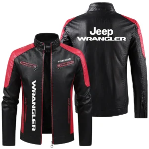 Jeep Wrangler Exclusive Logo Leather Jacket QTUT230625A1JWR - Red
