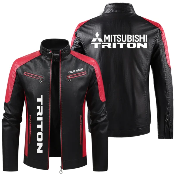 Mitsubishi Triton Exclusive Logo Leather Jacket QTUT230625A1MT - Red