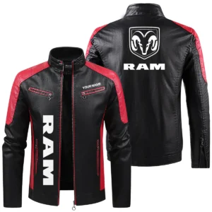RAM Trucks Exclusive Logo Leather Jacket QTUT230625A1RAM - Red