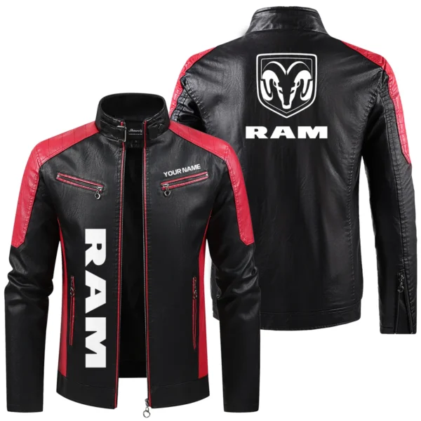 RAM Trucks Exclusive Logo Leather Jacket QTUT230625A1RAM - Red