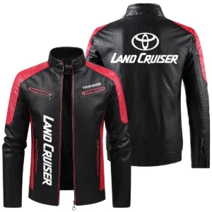Toyota Land Cruiser Exclusive Logo Leather Jacket QTUT230625A1TLC - Red