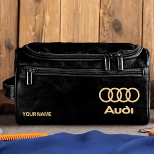 Audi Car Exclusive Logo - Personalized Leather Toiletry Bag QTCAR120625A2AUD - Black