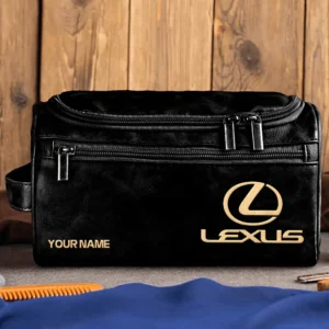 Lexus Car Exclusive Logo - Personalized Leather Toiletry Bag QTCAR120625A2LEX - Black