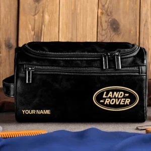 Land Rover Car Exclusive Logo - Personalized Leather Toiletry Bag QTCAR120625A2LRD - Black
