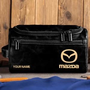 Mazda Car Exclusive Logo - Personalized Leather Toiletry Bag QTCAR120625A2MAZ - Black
