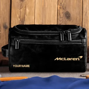 McLaren Car Exclusive Logo - Personalized Leather Toiletry Bag QTCAR120625A2MCL - Black