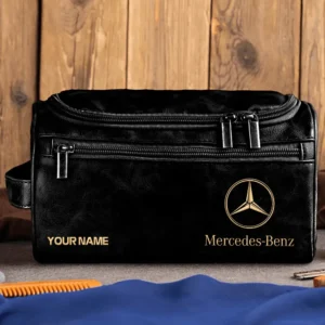 Mercedes-Benz Car Exclusive Logo - Personalized Leather Toiletry Bag QTCAR120625A2MER - Black